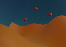 Surreal violet and lime 3D landscape