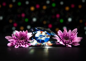 Violet glass refraction detail